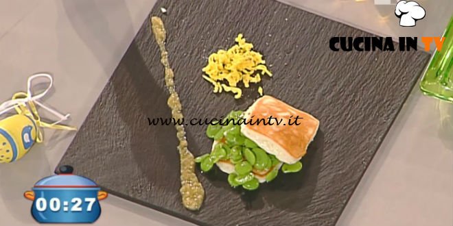 La Prova del Cuoco - Pecorino piastrato con fave e pesto di pinoli ricetta Gilberto Rossi