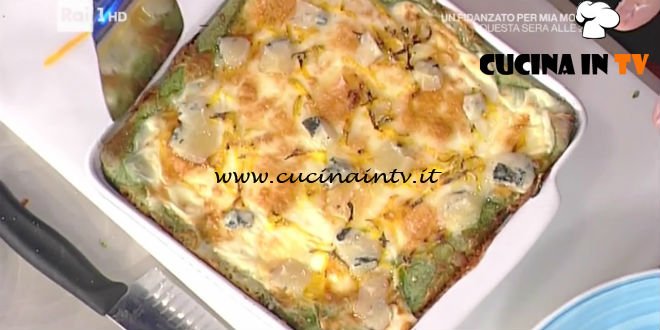 La Prova del Cuoco - Lasagne di crespelle verdi con zucca e toma ricetta Sergio Barzetti