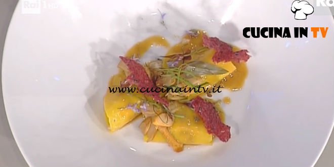 La Prova del Cuoco - Raviolo aperto con triglie e funghi ricetta Gianfranco Pascucci