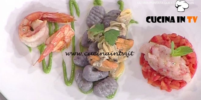 La Prova del Cuoco - Gnocchi di patate viola con frutti di mare e gamberi ricetta Gian Piero Fava