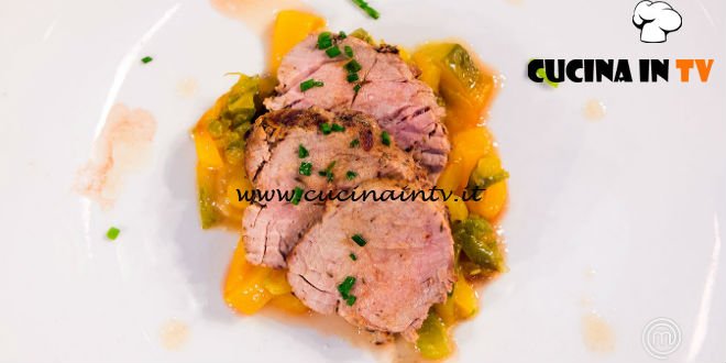 Masterchef Italia 6 - ricetta Filetto di maiale alla senape su letto di peperoni in due cotture di Gloria Enrico