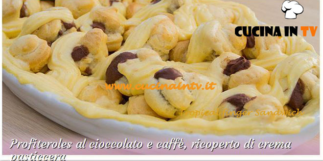 Bake Off Italia: ricetta Profiteroles al cioccolato e caffè ricoperto di crema pasticcera di Sergio