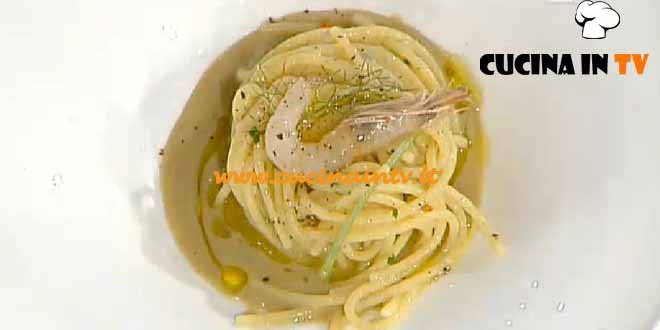 La Prova del Cuoco - ricetta Spaghetti con gambero fresco e crema di lenticchie al finocchietto