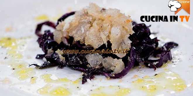 Masterchef 4 - ricetta Julienne di cavolo rosso con lardo e pane croccante di Paolo