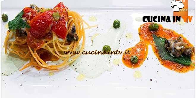 Masterchef 4 - ricetta Spaghetti fritti pomodoro stracciatella di mare ortica e lumache di mare di Filippo