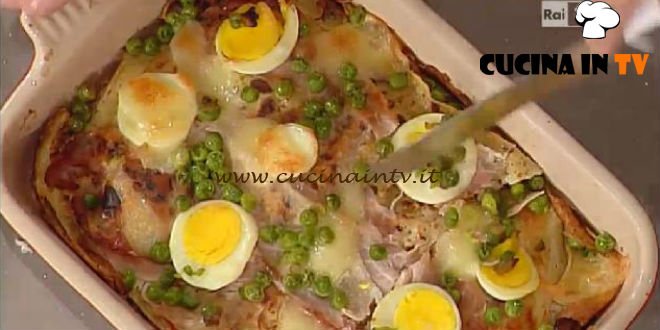 La Prova del Cuoco - Lasagne di crespelle con cotto uova e piselli ricetta Moroni