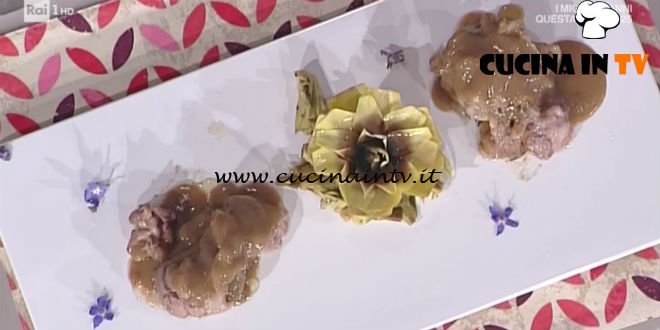 La Prova del Cuoco - ricetta Filetto di mora romagnola lardellato con carciofo moretto e albana