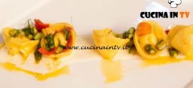 Masterchef Italia 6 - ricetta Maltagliati con verdure gamberi di Mazzara e fondutina di parmigiano e vaniglia di Giulia Brandi