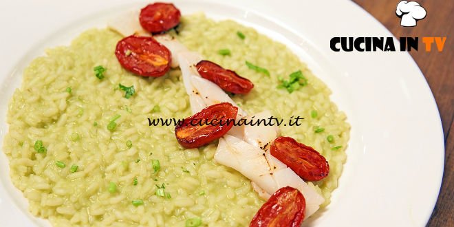 Masterchef Italia 6 - ricetta Risotto con crema di bucce di piselli e calamari al profumo di lime di Cristina Nicolini