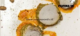 Masterchef Italia 6 - ricetta Involtino di galletto in crosta di pistacchi su crema di peperoni e tabasco con aria di latte di Roberto Perugini