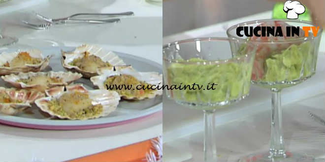 Domenica In - Capesante gratinate e cocktail di avocado e gamberi ricetta Benedetta Parodi