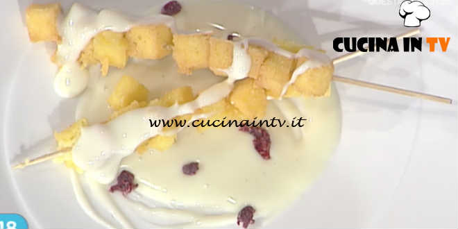 La Prova del Cuoco - Spiedino di polenta fritta con crema di gorgonzola e lamponi ricetta Riccardo Facchini