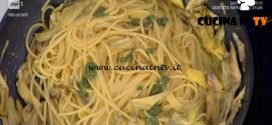 La Prova del Cuoco - Spaghetti al pesto con carciofi e zafferano ricetta Claudio Silvestri