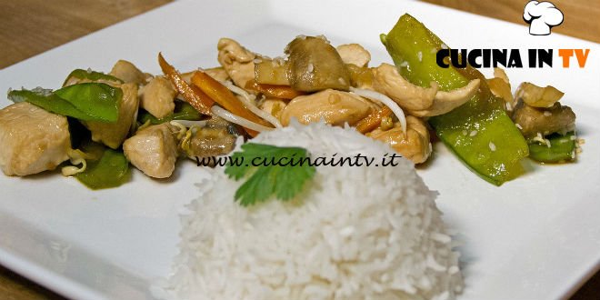 Masterchef Italia 7 - ricetta Pollo saltato con verdure e riso pilaf al vapore di Davide Aviano