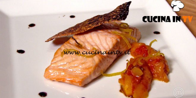 Masterchef Italia 7 - ricetta Salmone chutney di mango e liquirizia di Francesco Rozza