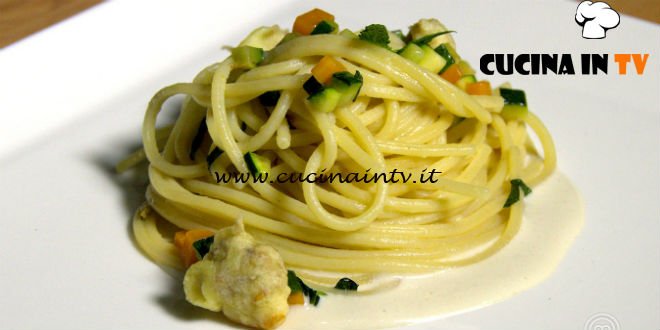 Masterchef Italia 7 - ricetta Spaghetti vongole fritte e zucchine di Francesco Rozza