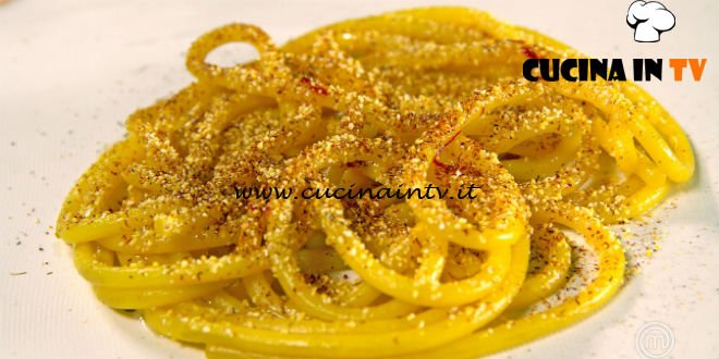 Masterchef Italia 7 - ricetta Spaghettoni gelsomino calendula e zafferano di Antonia Klugmann