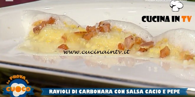 La Prova del Cuoco - ricetta Ravioli di carbonara e salsa cacio e pepe di Natale Giunta