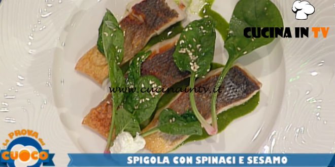 La Prova del Cuoco - ricetta Spigola con spinaci e sesamo di Gianfranco Pascucci