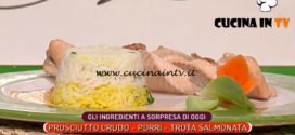 La Prova del Cuoco | Treccia di trota salmonata con sformatino di riso e prosciutto crudo ricetta Sergio Barzetti