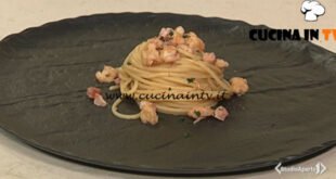 Cotto e mangiato - Spaghetti gamberi e pancetta ricetta Tessa Gelisio