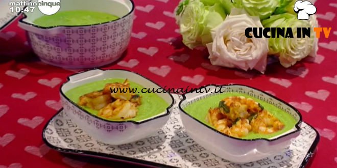 Mattino Cinque - ricetta Crema di piselli con mazzancolle al curry di Samya