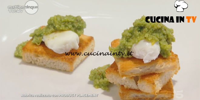 Mattino Cinque - ricetta Crostini con uova di quaglia in camicia di Samya