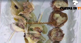 È sempre mezzogiorno | Spiedini di manzo con carciofi ripieni ricetta Mattia e Mauro Improta